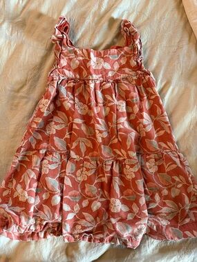 Faherty Girls Burnt Orange and White Tiered Floral Sundress size 6
